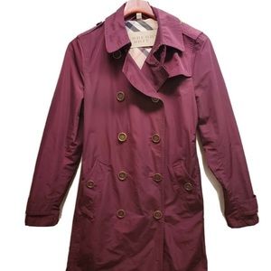 {Burberry Brit} Burgundy Belted Trench Coat